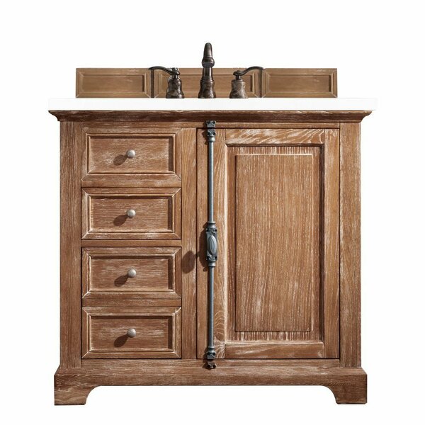 James Martin Vanities Providence 36in Single Vanity, Driftwood w/ 3 CM White Zeus Quartz Top 238-105-5511-3WZ